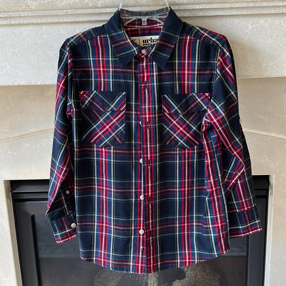 Holiday plaid boys size small shirt